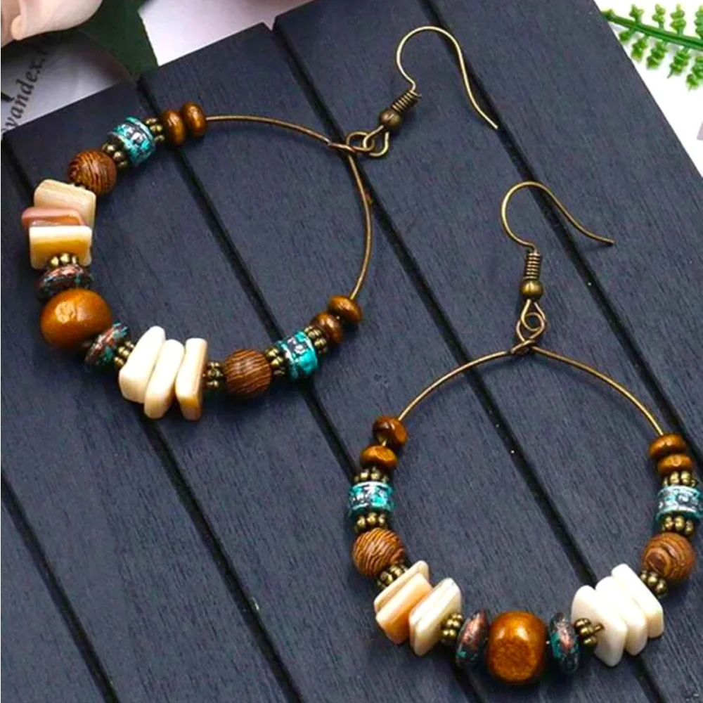 Boho Bronze Beaded Earrings NEW 🏷️